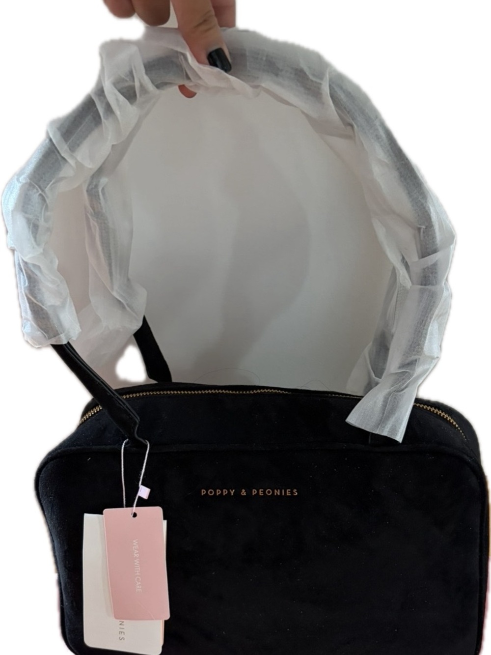Poppy & Peonies Black Suede Darling Satchel - Picture 6 of 6
